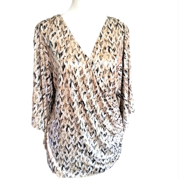 NWT MSK mock wrap, v-neck, sparkling blouse with sequin accents! Plus Sz 1x - Picture 4 of 11